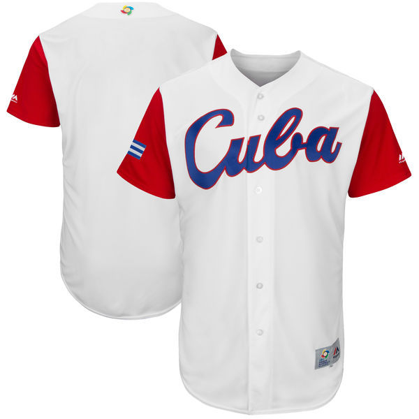 customized Men Cuba Baseball Majestic White 2017 World Baseball Classic Authentic Team Jersey